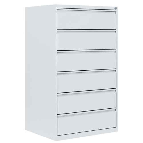 Karteischrank, 6 Schubladen, 3-bahnig, DIN A5, Stahl, 132x76x62cm (HxBxT)