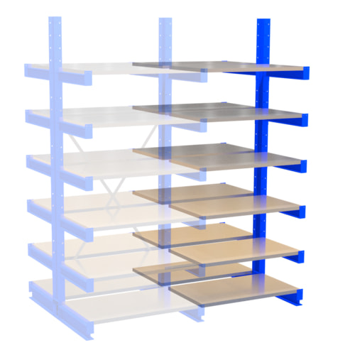 Doppelseitiges Kragarmregal / 2.500 x 1.000 x 600 (HxBxT) / 250 kg / mit Böden - Bild 5 von 6