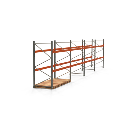 Palettenregal ARTUS, Breite 3907 cm, Höhe 450 cm, 3 Träger-Ebenen, für 168 Euro-Paletten