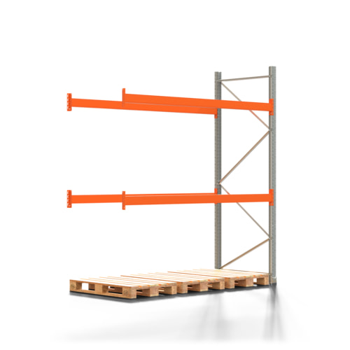 Palettenregal ARTUS, Breite 287 cm, Höhe 400 cm, 2 Träger-Ebenen, für 9