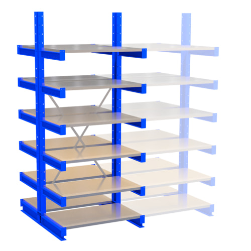 Doppelseitiges Kragarmregal / 2.500 x 1.000 x 600 (HxBxT) / 250 kg / mit Böden - Bild 6 von 6