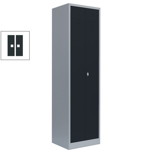 Garderobenschrank, 2 Abteile, ca. 180x50x50cm (HxBxT), Stahl, Frontfarbe wählbar - Bild 12 von 13