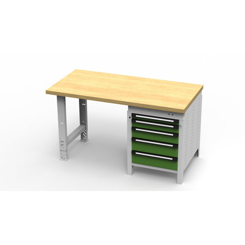 OTTOKIND Werkbank, überstehende Arbeitsplatte / 5 Schubladen / Gestell lichtgrau - Bild 8 von 14